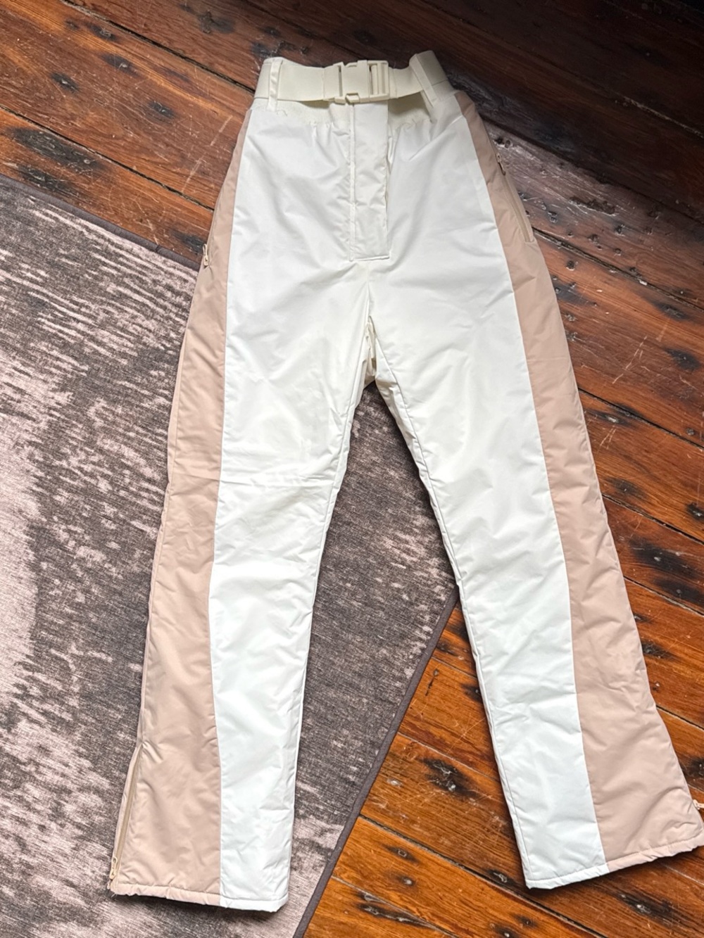 PrettyLittleThing Cream and Beige Ski Snow Pants